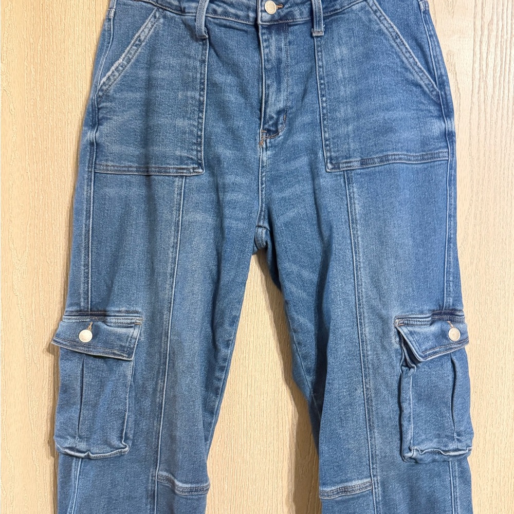 Judy Blue Wide Leg Blue Cargo Jeans - Picture 4 of 13
